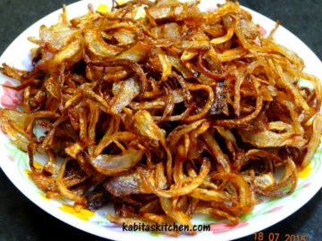 How to Fry Onions fro Biryani-Fried Onions For Biryani - Kabita's Kitchen